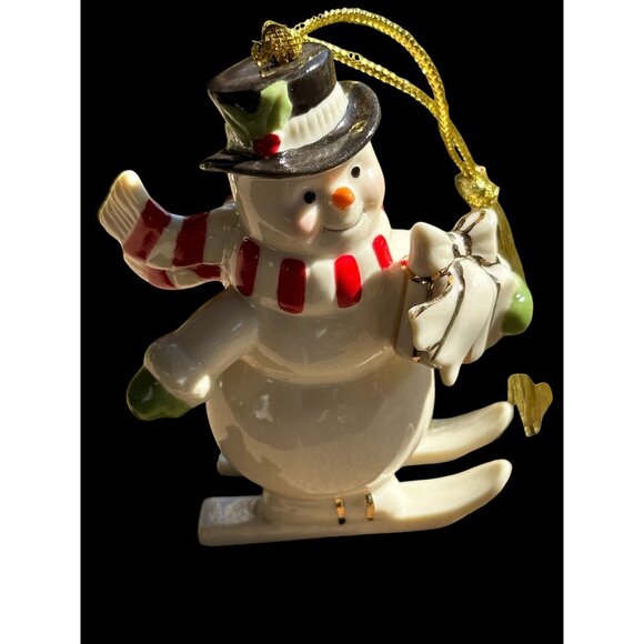 Two Lenox Porcelain Snowman Penguin Ornament Christmas Tree Figurine Hanging - Picture 3 of 9